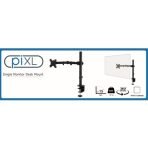 piXL Single Monitor Arm, For Screens Upto 32 inch, Desk Mounted, VESA dimensions of 75x75mm or 34 inch if 100x100mm Vesa, 180 Degrees Swivel, 15 Degrees Tilt, Weight Upto 10kg, Built in Cable Management, Black - Image 2