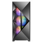 ANTEC DF800 FLUX Case, Gaming, Black, Mid Tower, 2 x USB 3.0, Tempered Glass Side Window Panel, Geometrical Mesh Design & Mirror Surface Front Panel, Addressable RGB LED Fans, Patented F-LUX Platform Cooling Solution, ATX, Micro ATX, Mini-ITX - Image 3