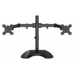 GameMax Dual Monitor Arm Stand LCD Desk Mount Freestanding For Two 13 Inch To 27 Inch Monitors, VESA Dimensions Of 75x75 mm or 100x100 mm, 180 Degrees Swivel, Black