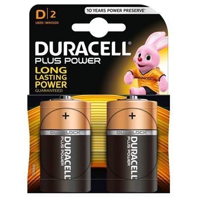 BADUR-MN1300B2PP Duracell Plus Power Alkaline, Long Expiry, Pack of 2 D Batteries - Image 1