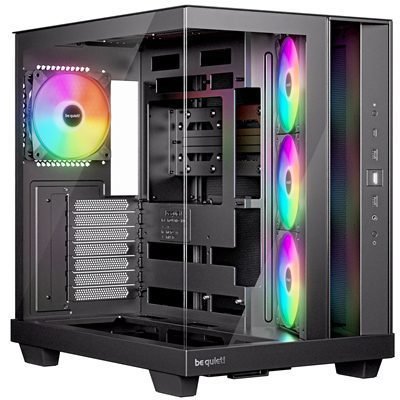 be quiet! Light Base 500 LX BGW85 Mid-Tower Case, Tempered Glass, 4 x ARGB Light Wings LX Fans, High Airflow ATX Case, USB-C 10Gbps, 400mm GPU Support, Vertical GPU Mount, Black