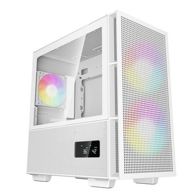 CADEE-CH360DIGWH DeepCool CH360 Digital Gaming Case White, Mid Tower with Tempered Glass Side Window Panel, Advanced Cooling, USB 3.0/USB-C Ports, Pre-Installed Fans, Micro ATX/Mini-ITX - Image 1