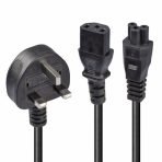 Lindy 30374 2.5m UK 3 Pin Plug To IEC C13 (Kettle) & IEC C5 (Clover) 10 Amp Mains Splitter Extension Cable - Black