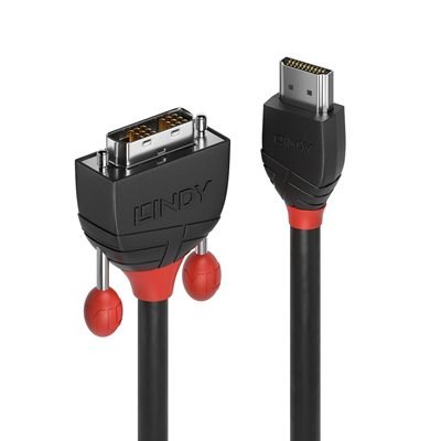 Lindy 36272 2m HDMI (M) To DVI-D (M) Black Line 1920x1200@60Hz Max Resolution- Black