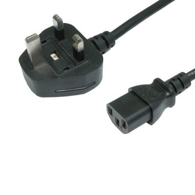 CLTAR-RB-250 1.8m UK 3 Pin Plug To IEC C13 (Kettle) 5 Amp Fuse Mains Extension Cable - Black - Image 1