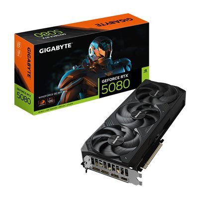 GRGIG-N5080WOC Gigabyte NVIDIA GeForce RTX 5080 WINDFORCE OC SFF 16GB GDDR7 Graphics Card, 10752 CUDA Cores, 2670 MHz Core Clock, Triple Fan, 3x DisplayPorts / 1x HDMI Port - Image 1