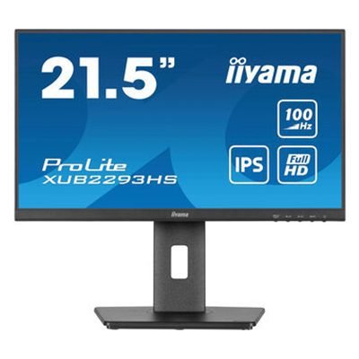 MOIIY-XUB2293HSB iiyama PROLITE XUB2293HS-B6 22 inch IPS Monitor, Full HD, 1ms, HDMI, DisplayPort, Freesync, 100Hz, Speakers, Black, Internal PSU, Height Adjust, Pivot, ACR, VESA - Image 1