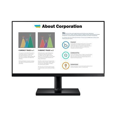 Samsung F24T450FQR T45F Series 24 Inch Full HD Monitor, 1080p, 75Hz, 5ms, IPS LED, 2x HDMI, DisplayPort, USB Hub, Height Adjustable, Pivot, Freesync, Internal PSU, VESA