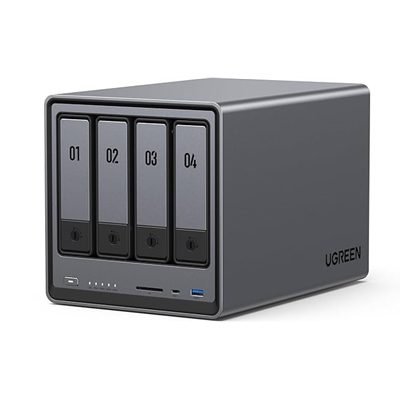 UGREEN NASync (DXP4800), 4-Bay NAS with Intel N100 Quad-Core CPU (Up to 3.4GHz) 8GB DDR5, 2x M.2 PCIe Slots, 2.5GbE Port, SD Card Reader (Diskless)