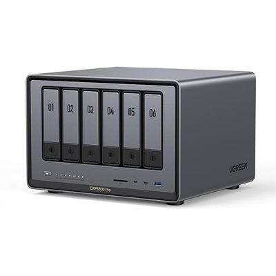 UGREEN NASync (DXP6800 Pro), 6-Bay Thunderbolt NAS with Intel 10-Core i5 CPU (Up to 4.40 GHz), 8GB DDR5, 4x M.2 PCIe Slots, 1x 2.5GbE, 1x 10GbE, 2 TBT4, SD Slot (Diskless)