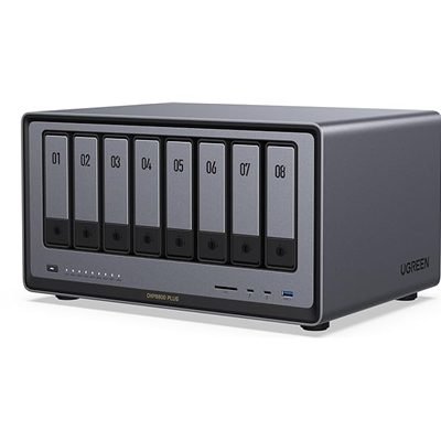 UGREEN NASync (DXP8800 Plus), 8-Bay Thunderbolt NAS with Intel 10-Core i5 CPU (Up to 4.40 GHz), 8GB DDR5, 4x M.2 PCIe Slots, 1x 2.5GbE, 1x 10GbE, 2 TBT4, SD Slot (Diskless)