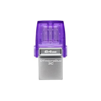 Kingston DataTraveler DTDUO3CG3/64GB 64GB MicroDuo USB OTG Flash Drive, 3C, USB-C and Type A