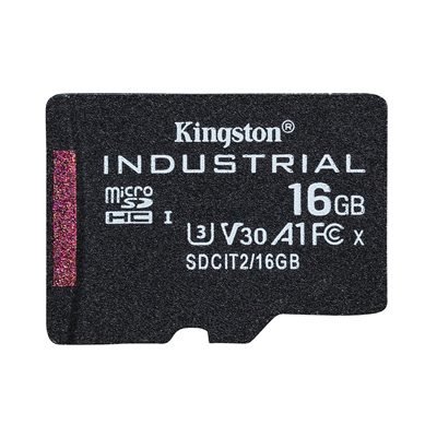 SDKIN-SDCIT216GB Kingston SDCIT2/16GB Industrial Micro SD Flash Memory Card, 16GB, Class U3 V30 A1, UHS-I U1, Retail Packed - Image 1